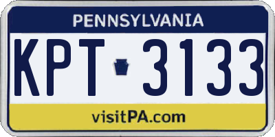 PA license plate KPT3133