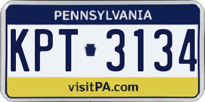 PA license plate KPT3134