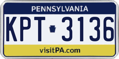 PA license plate KPT3136