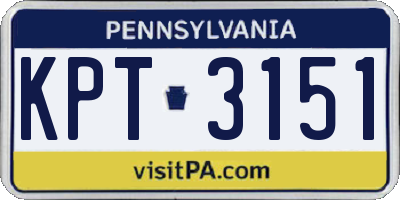 PA license plate KPT3151