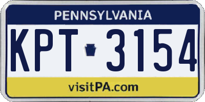 PA license plate KPT3154
