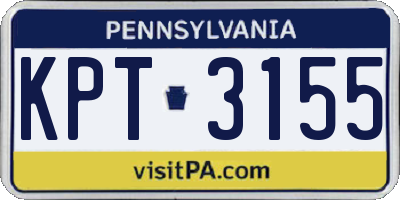 PA license plate KPT3155