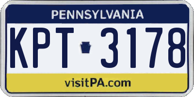 PA license plate KPT3178