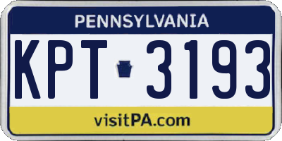 PA license plate KPT3193