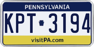PA license plate KPT3194