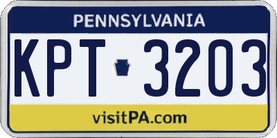 PA license plate KPT3203