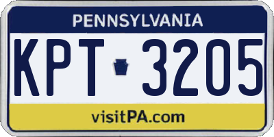 PA license plate KPT3205