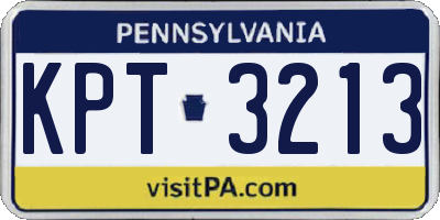 PA license plate KPT3213