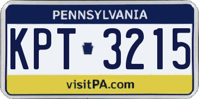 PA license plate KPT3215