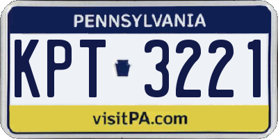PA license plate KPT3221