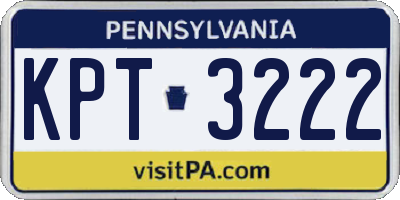 PA license plate KPT3222