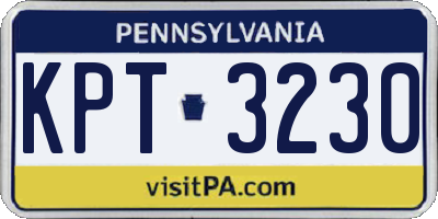 PA license plate KPT3230