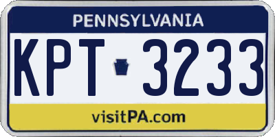 PA license plate KPT3233