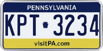 PA license plate KPT3234