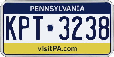 PA license plate KPT3238
