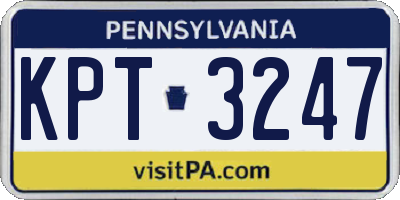 PA license plate KPT3247