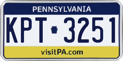 PA license plate KPT3251