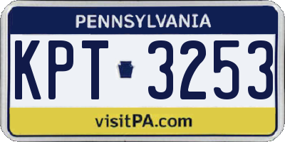 PA license plate KPT3253