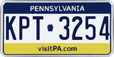 PA license plate KPT3254