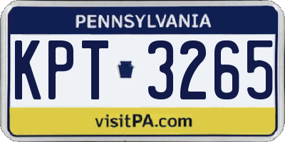 PA license plate KPT3265