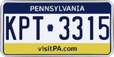 PA license plate KPT3315