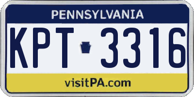 PA license plate KPT3316