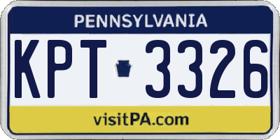 PA license plate KPT3326
