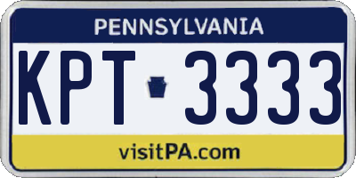 PA license plate KPT3333