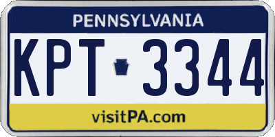 PA license plate KPT3344