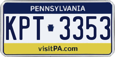 PA license plate KPT3353