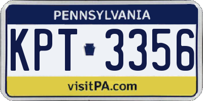 PA license plate KPT3356