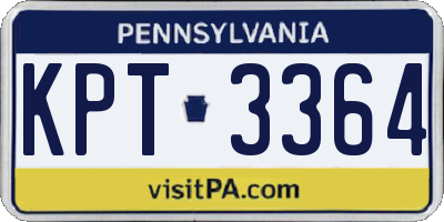 PA license plate KPT3364
