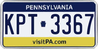 PA license plate KPT3367