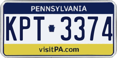 PA license plate KPT3374