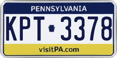 PA license plate KPT3378