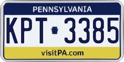 PA license plate KPT3385