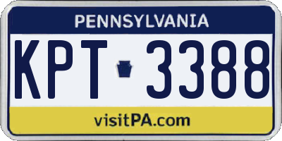 PA license plate KPT3388