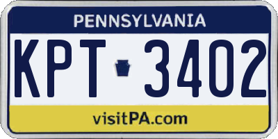 PA license plate KPT3402