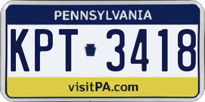 PA license plate KPT3418