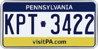 PA license plate KPT3422