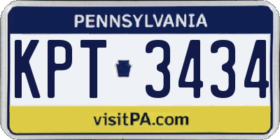 PA license plate KPT3434