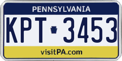 PA license plate KPT3453