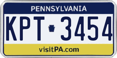 PA license plate KPT3454