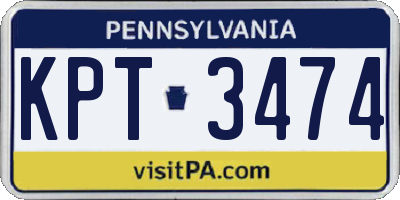 PA license plate KPT3474