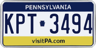 PA license plate KPT3494