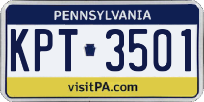 PA license plate KPT3501