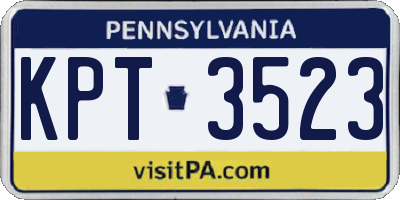 PA license plate KPT3523