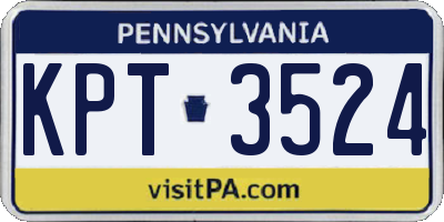 PA license plate KPT3524