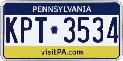 PA license plate KPT3534