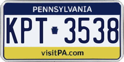 PA license plate KPT3538